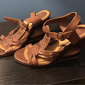 Frye Brown Wedge Sandals